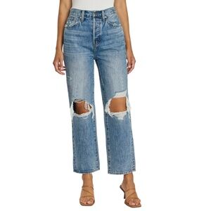 Pistola Cassie Super High Rise Straight Crop - Blossom Distressed